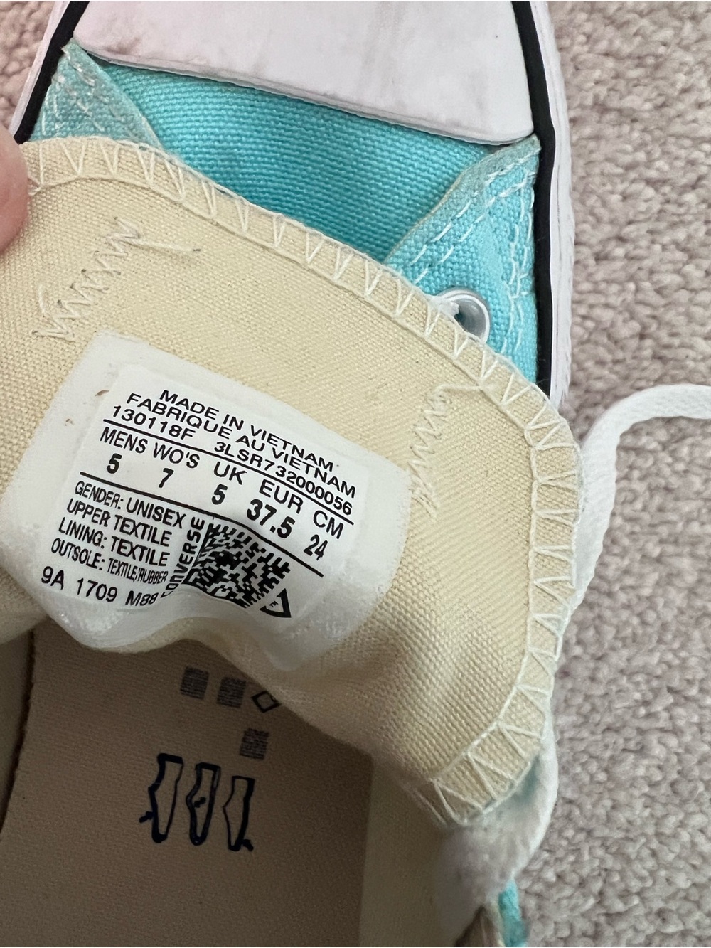 Converse Low Top Sneakers in Aqua Blue with White Accents - Picture 4 of 5
